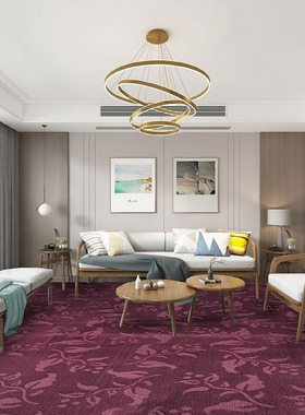 紫色印花加捻加厚地毯酒店宾卧室房间满铺隔音4米大面积防火阻燃