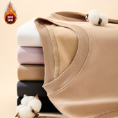 秋冬280g新款 重磅纯色长袖 t恤男宽松休闲百搭加绒卫衣男打底上衣