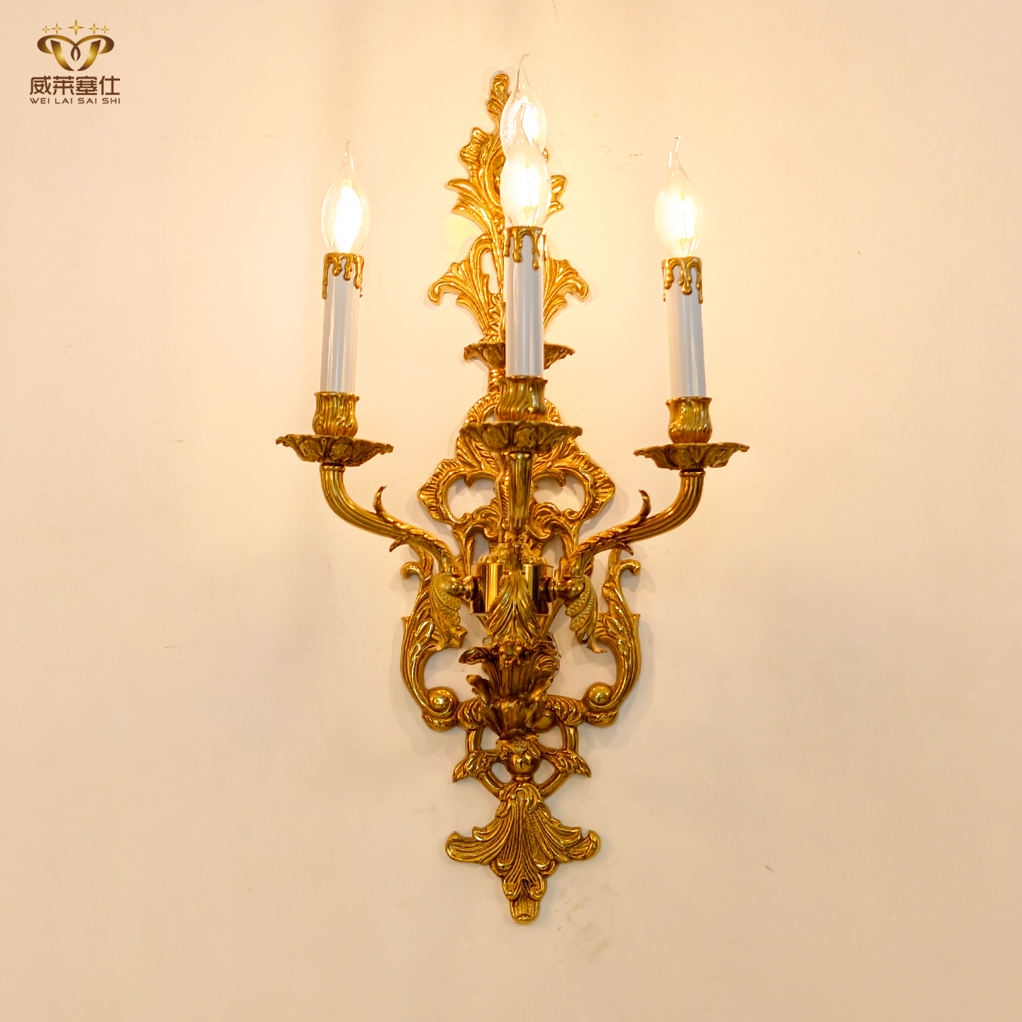 威莱塞仕欧式全铜壁灯复古法式宫廷客厅背景墙卧室书房LED壁挂灯