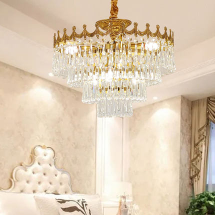 欧式全铜水晶吸顶灯法式奢华客厅卧室书房吧台走廊玄关过道圆形灯