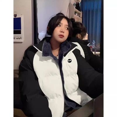 插肩撞色设计感小众宽松立领棉袄