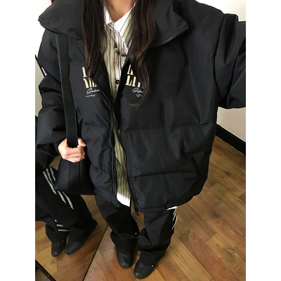 宽松立领慵懒风复古棉衣外套女