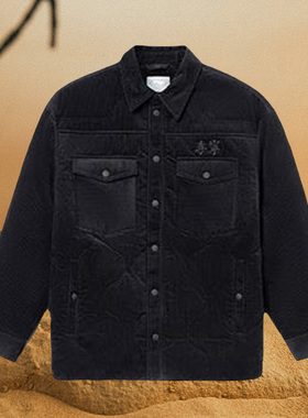 李宁正品冬季新款男子刺绣宽松保暖灯芯绒中长款棉服外套AFMR459