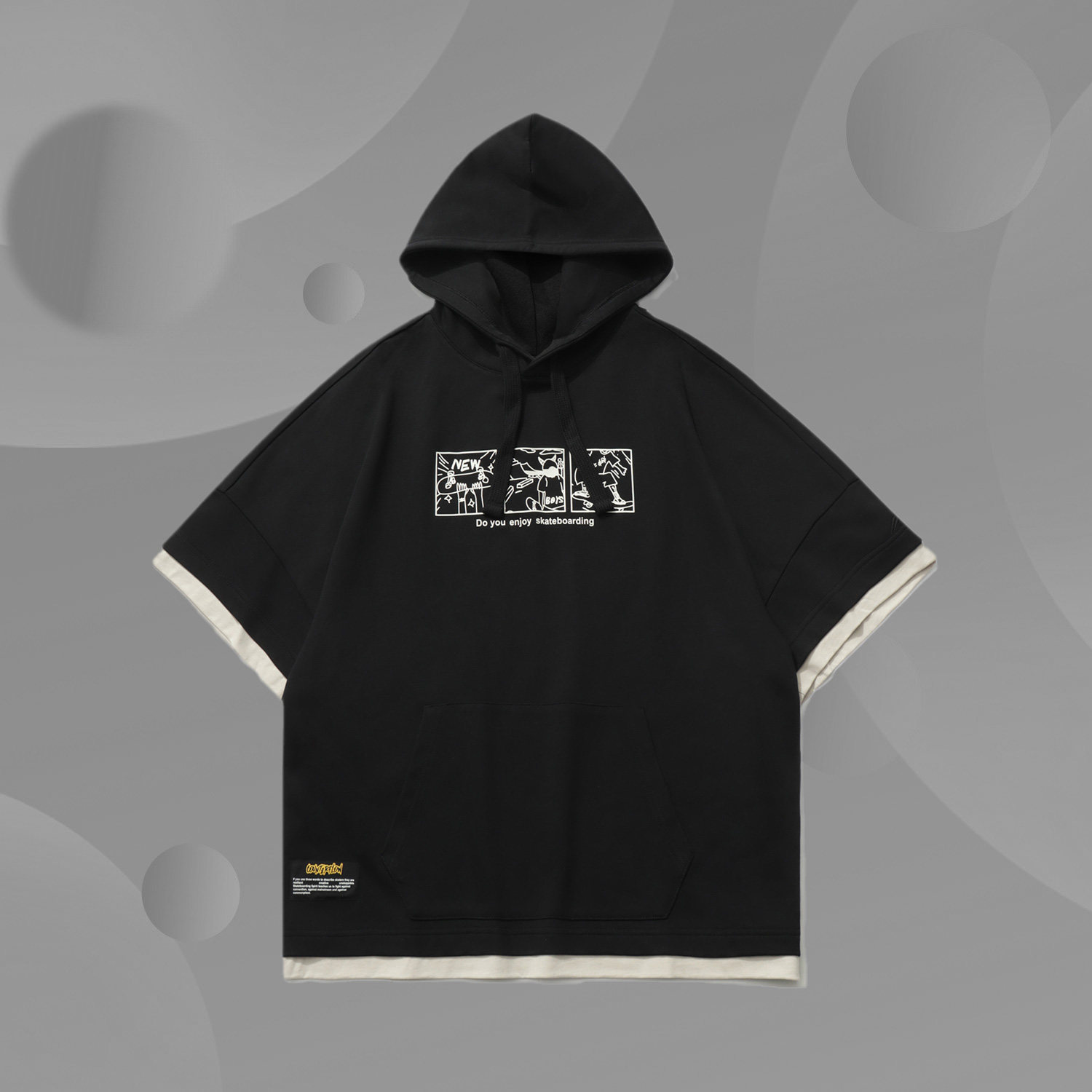 李宁【新品】李宁CF牛掰男女同款宽松带帽短袖T恤卫衣AWDR508