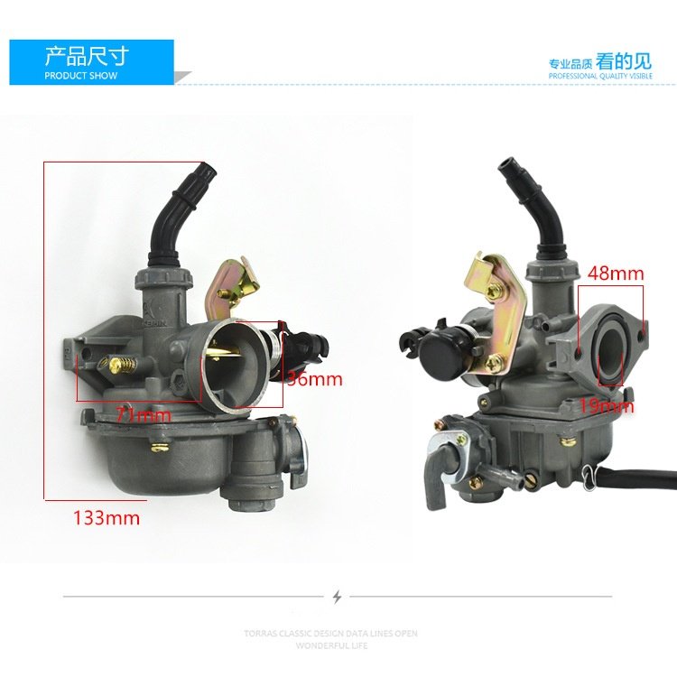 摩托车配件化油器PZ19大阳100 DY100弯梁车三轮摩托车110型化油器