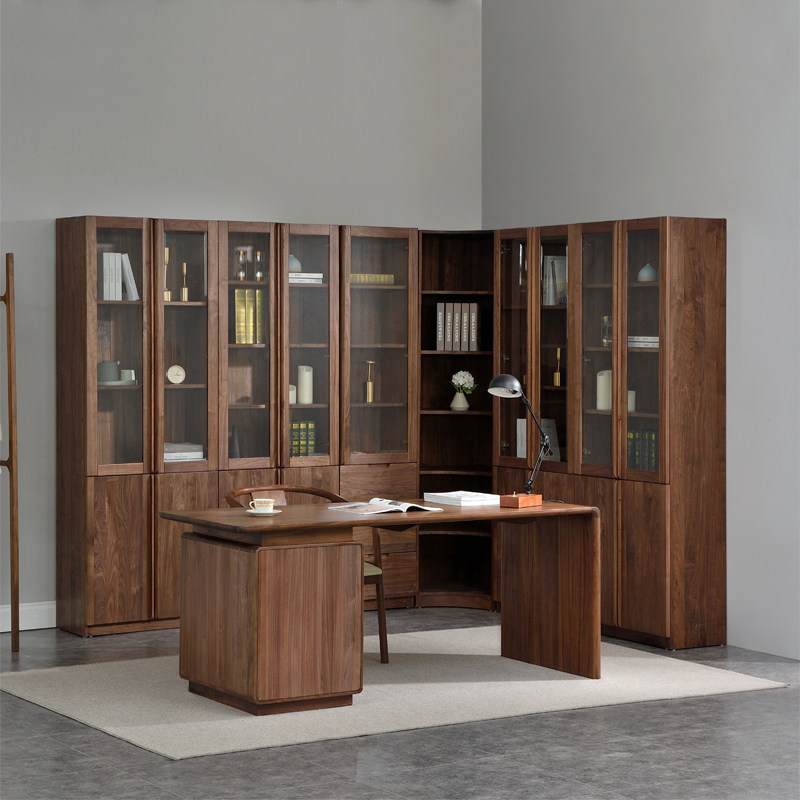 奥芬达 北美黑胡桃全实木转角书柜四五门书柜带玻璃书柜书房家具,住宅家具,组合书柜,淘宝优惠券,粉丝福利购,淘宝优惠卷
