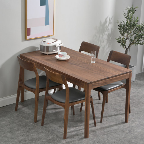 轻奢风白蜡木长方形小户型餐桌椅