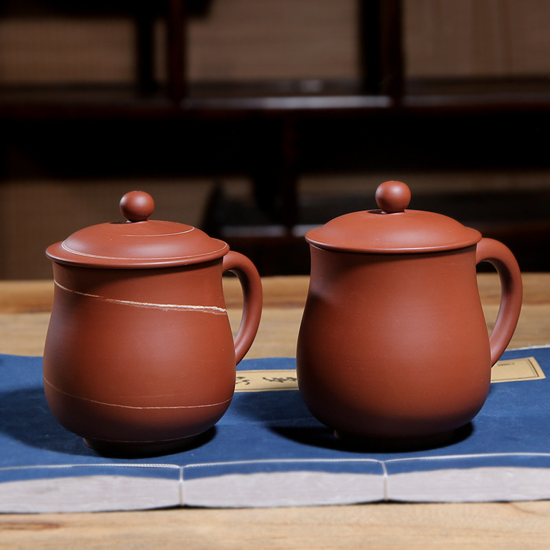 重庆荣昌陶老板杯纯全手工非紫砂杯带盖茶杯绞泥办公杯泡茶杯茶具