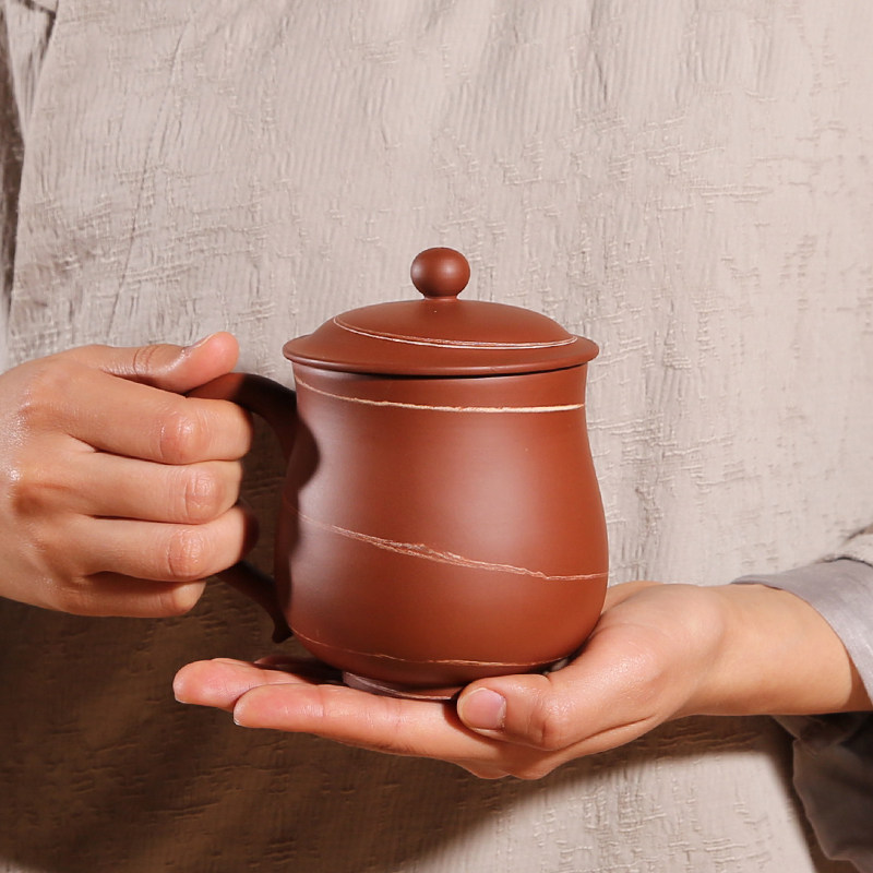 此时此刻 重庆荣昌陶老板杯 纯全手工非紫砂杯带盖泡茶功夫茶杯