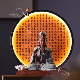 倒流香炉佛光圈观音菩萨佛龛背景灯佛像背光灯圈佛堂神台香薰摆件