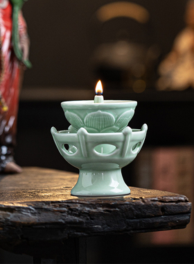 新品陶瓷复古灯盏供佛酥油灯摆件