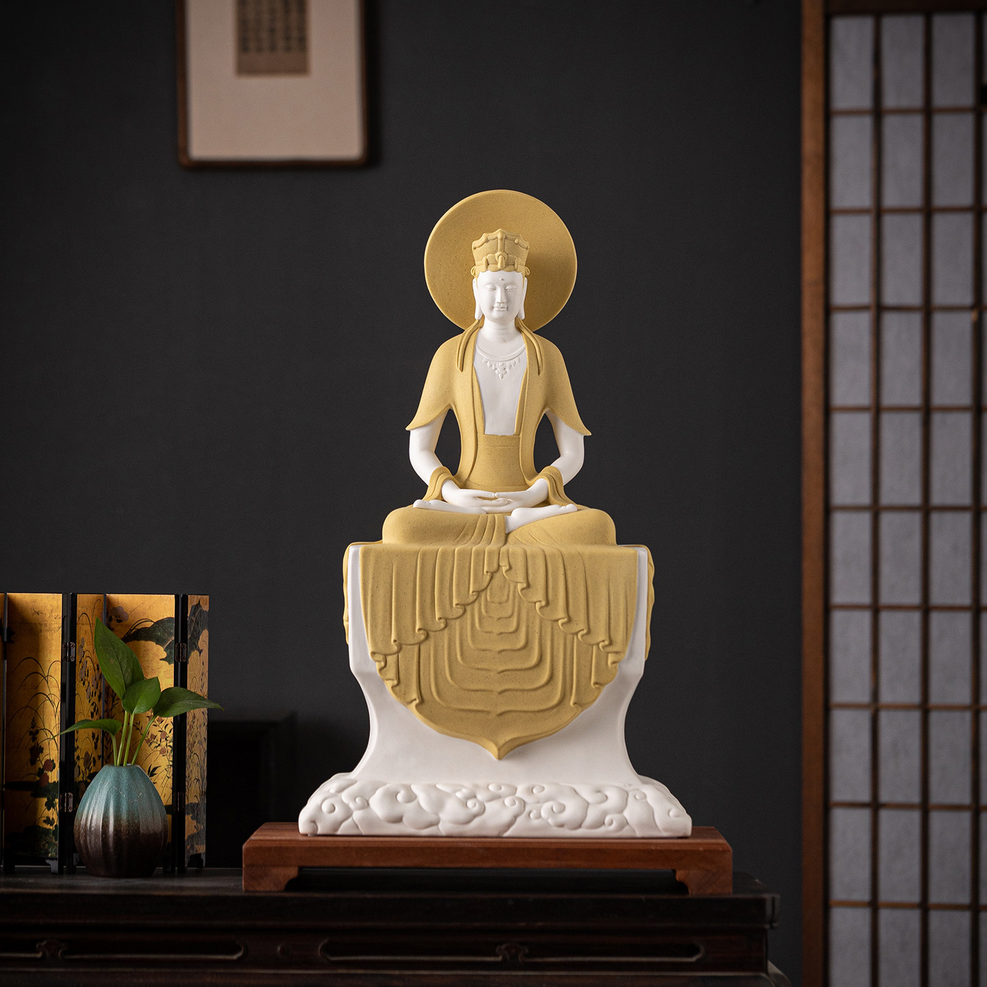 中式德化陶瓷北齐观音菩萨佛像观世音娘娘桌面供奉家用客厅装饰品,家居饰品,装饰摆件,淘宝优惠券,粉丝福利购,淘宝优惠卷