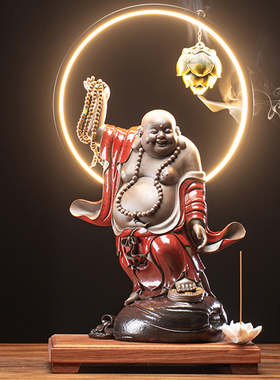 摆件大号笑佛禅意倒流香博古架