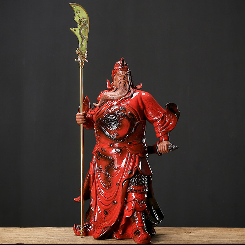 中式大号陶瓷关公供奉大师摆件武财神关帝关二爷佛像平安招财乔迁