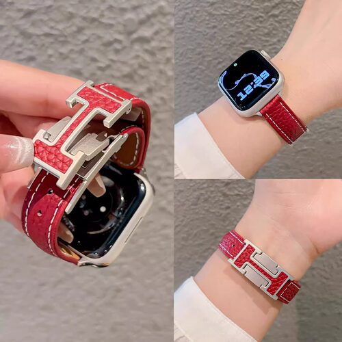 fit54新款H扣荔枝纹真皮表带FIT3