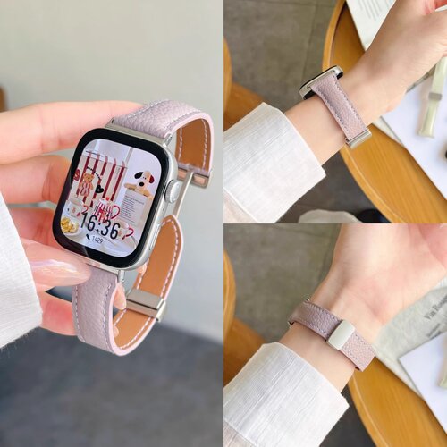 fit5手表真皮表带女款简约荔枝纹