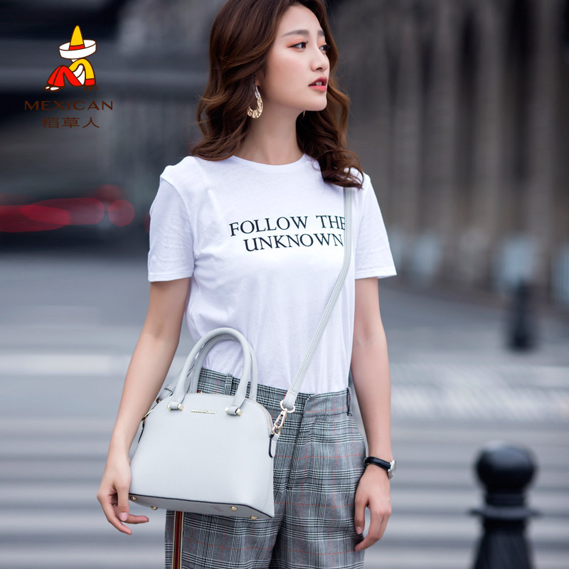 稻草人女包手提2020新款贝壳包女单肩斜挎包时尚百搭手拎小包女潮