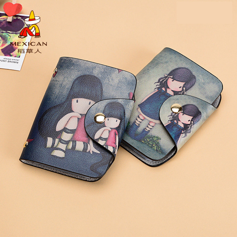 稻草人卡包女多卡位女式韩国可爱卡片包小巧大容量男士简约名片夹