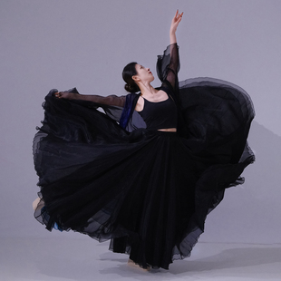 苑苑九万字舞蹈大摆裙中国风古典现代舞蹈服装 摄影艺考表演出裙子