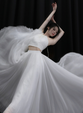 冉冉月上歌舞蹈裙900度双层大摆裙舞蹈演出裙子古典舞裙江南飞雁