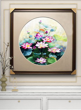 顾氏手工110*110苏绣荷花走廊画