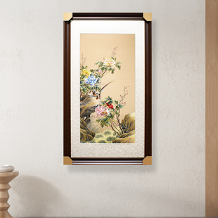 78*138顾氏手工精品富贵牡丹锦鸡图 前程似锦宋代美学家居玄关画