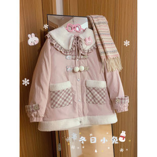 冬日小兔 2024冬新款甜美可爱粉色加厚保暖棉服甜妹日常百搭棉衣