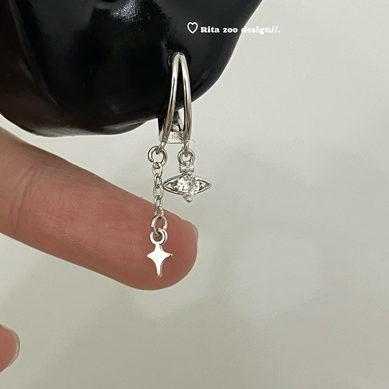 星球环绕双层耳环耳扣耳圈