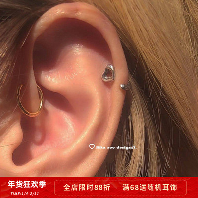 随意戴可爱小爱心耳环耳圈