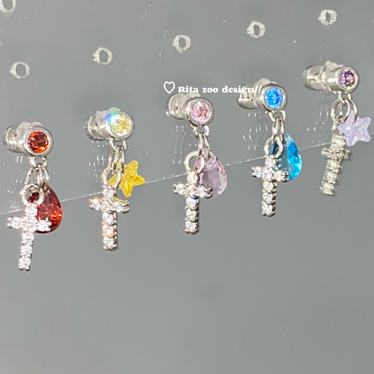十字小吊坠辣妹可爱耳骨钉耳钉
