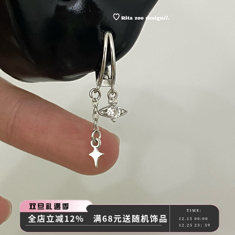 星球环绕双层耳环耳扣耳圈