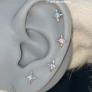【Rita Zoo】养耳四芒星!极简ins百搭小巧钛钢耳骨钉耳钉耳饰