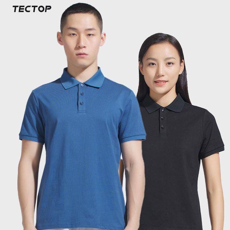 2023春夏新款探拓户外男女款POLO衫纯棉翻领短袖T恤男珠地布女