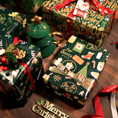 美亿尚绿色圣诞主题包装纸