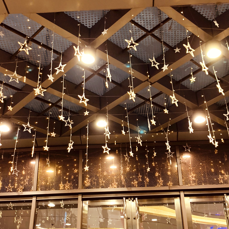 新年五角星橱窗婚房生日派对彩灯