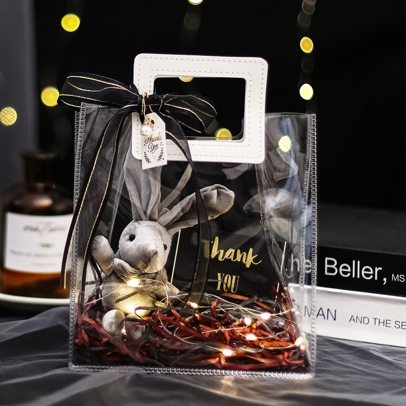 礼品袋伴手礼透明手提袋子结婚生日圣诞节新年礼物包装小号空盒