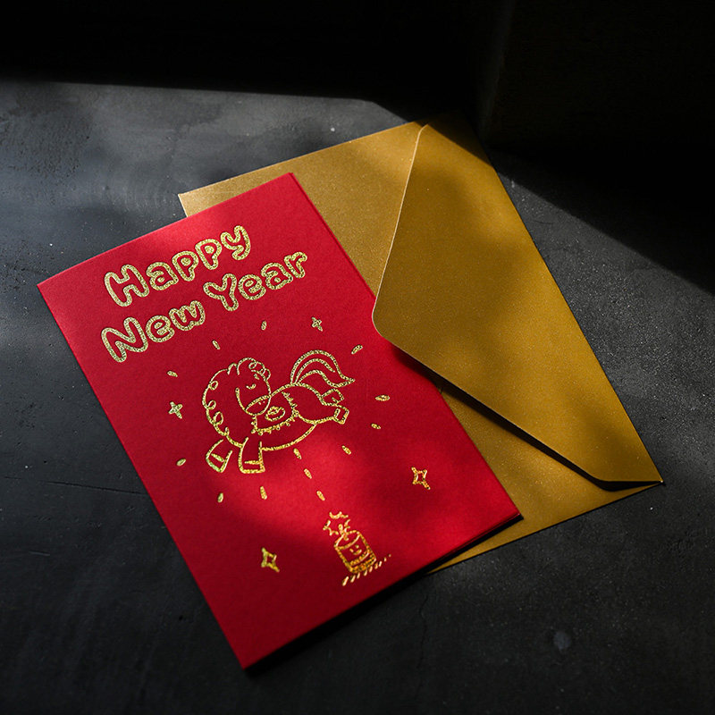 2026新年贺卡定制马年元旦春节感谢祝福手写精致小卡片简约高级感