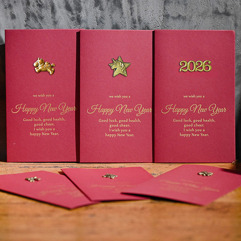 2026马年新年贺卡定制创意元旦春节祝福小卡片邀请函感谢留言卡