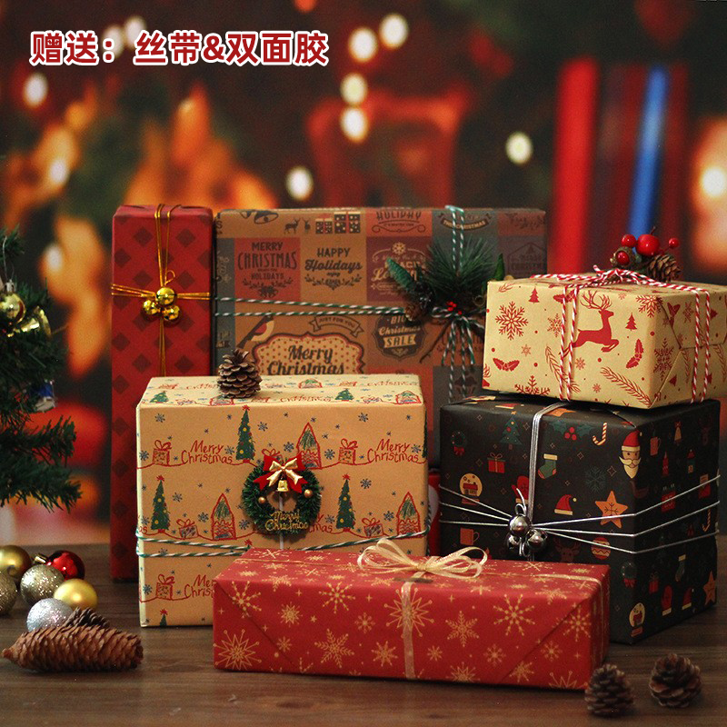 复古圣诞主题礼物包装纸
