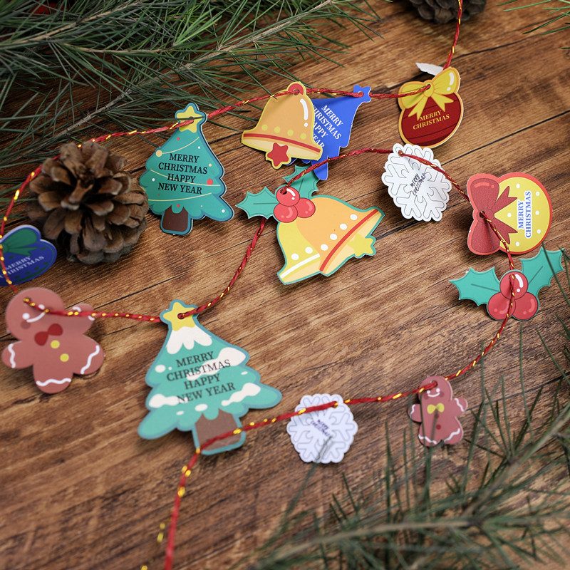 卡通圣诞装饰diy吊卡圣诞节礼物盒活动吊饰可爱圣诞树挂饰小卡片