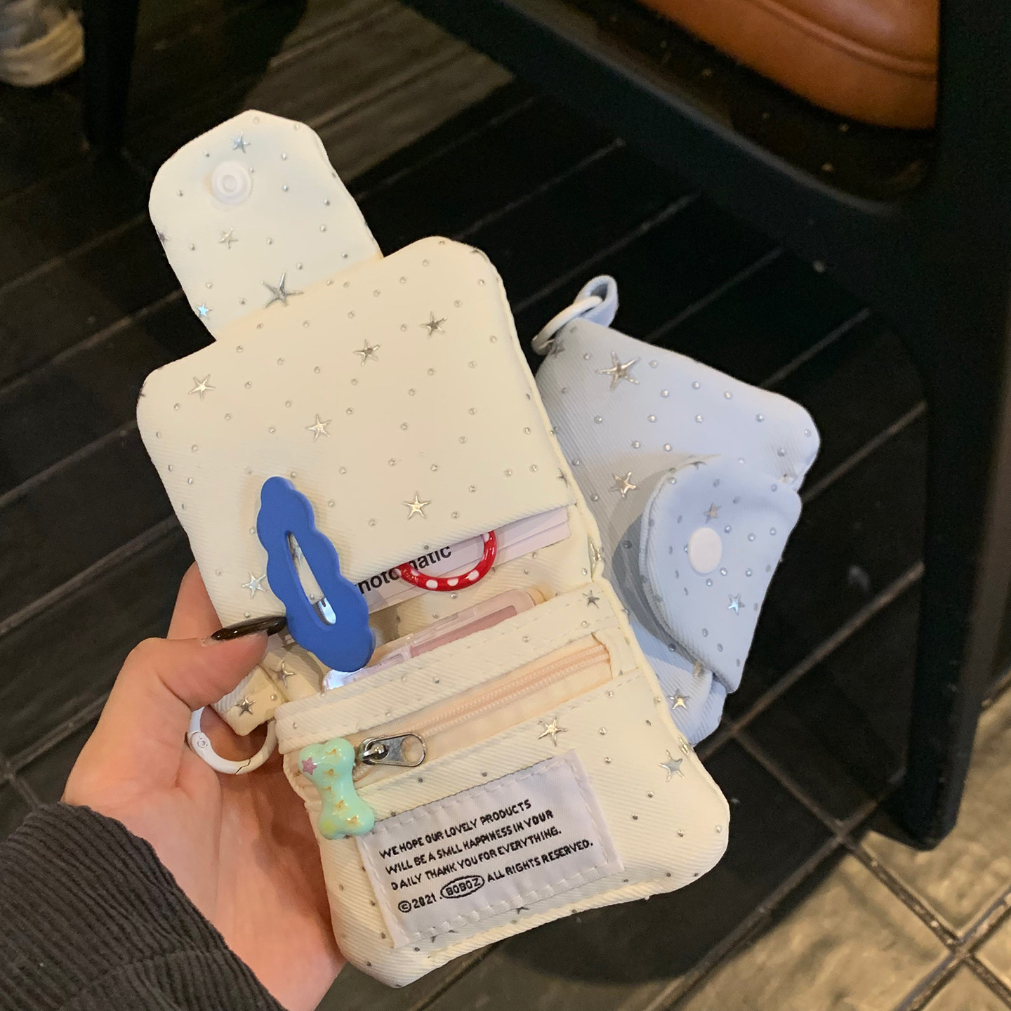 韩版小清新闪钻亮片星星收纳小包少女心卡包女款高颜值便携零钱包