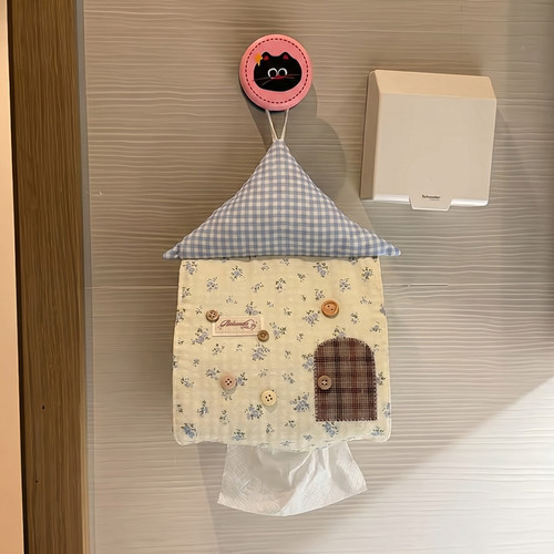 田园风蓝色碎花纸巾袋高颜值悬挂式纸巾收纳袋可爱创意抽纸纸巾盒