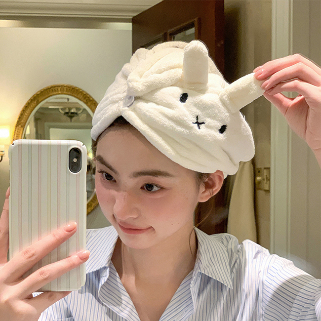 可爱兔子干发帽超强吸水速干洗头干发毛巾帽子加厚珊瑚绒包头巾女