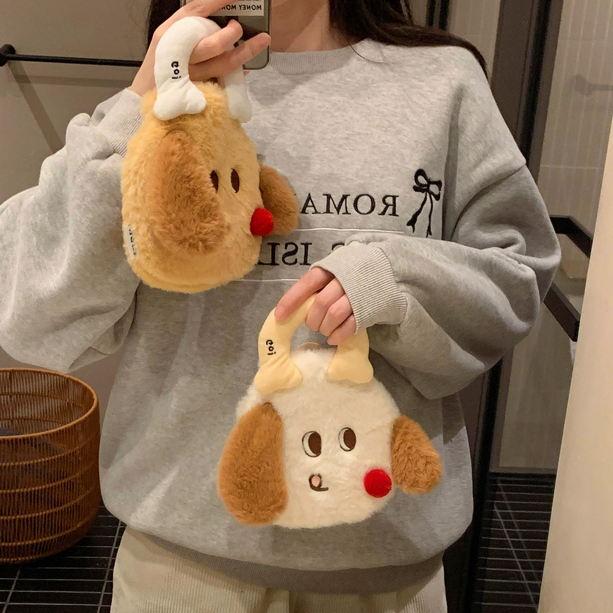 可爱小狗手提暖水袋暖手宝冬季学生宿舍专用保暖毛绒注水热水袋