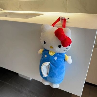 凯蒂猫纸巾袋挂式布艺抽纸袋悬挂纸巾盒家用卡通可爱车载纸巾挂袋