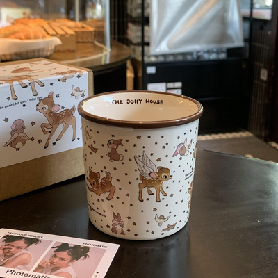 可爱小鹿咖啡杯女士个人专用陶瓷杯大容量马克杯女生高颜值牛奶杯