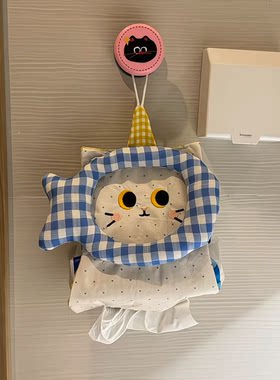 可爱猫咪纸巾袋挂式家用床头纸巾盒卫生间抽纸袋宿舍悬挂抽纸袋