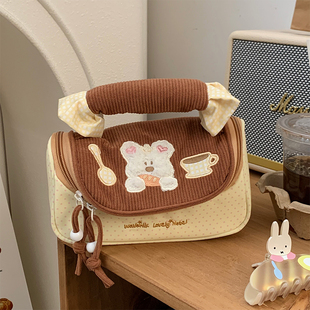 多巴胺小狗笔袋女孩款轻便手提文具袋可爱初中女生铅笔袋大容量