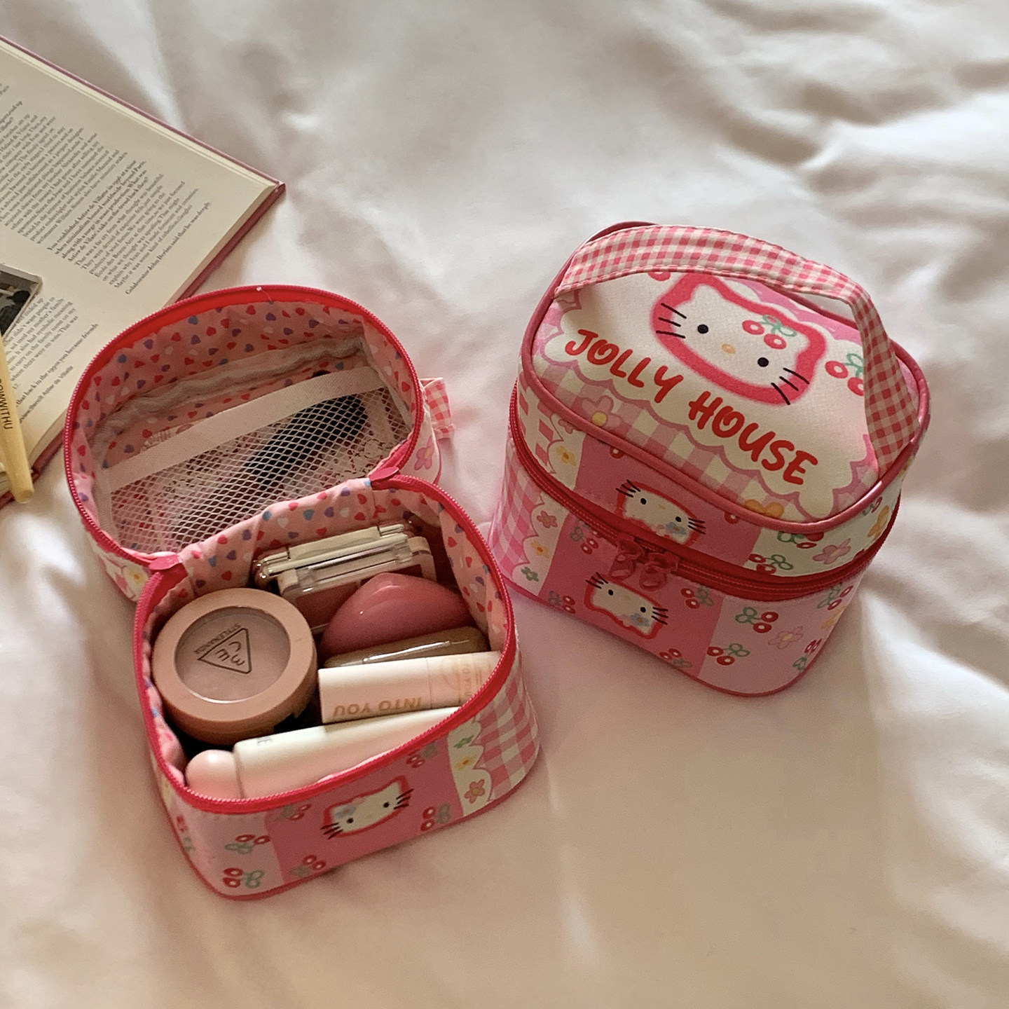 可爱猫咪盒子包外出便携化妆包大容量女小型洗漱收纳包旅行化妆袋,收纳整理,化妆包,淘宝优惠券,粉丝福利购,淘宝优惠卷
