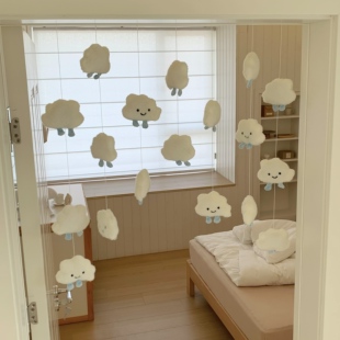 云朵门帘女生卧室装饰房间布置挂饰可爱温馨公主儿童房免打孔半帘